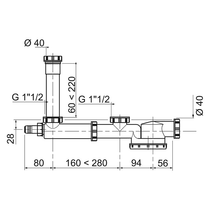 Tubulure avec siphon extra-plat intégré et rallonge - ESPACE - sortie  orientable