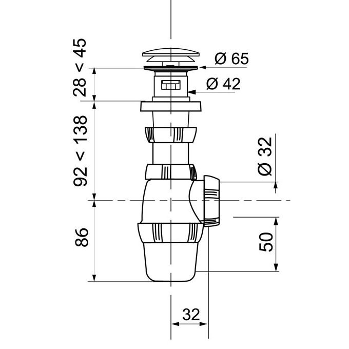 Wirquin 30723975 Ensemble bonde et siphon ultra compact Quick-Clac