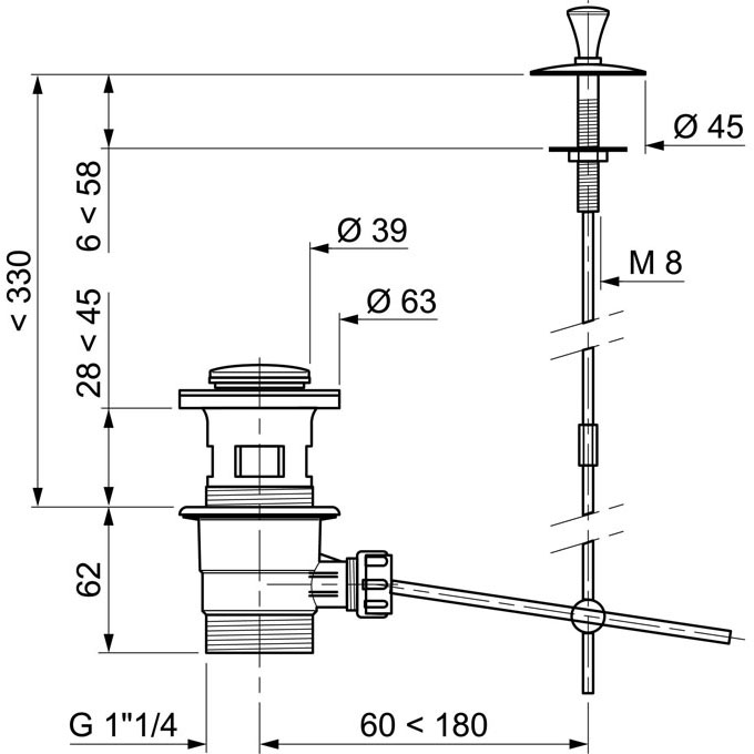 BONDE DE LAVABO À TIRETTE REF SP200 – Disconord