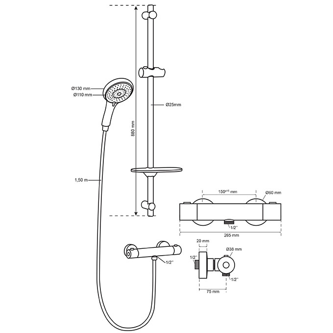 Mitigeur Douche Rimini Chromé