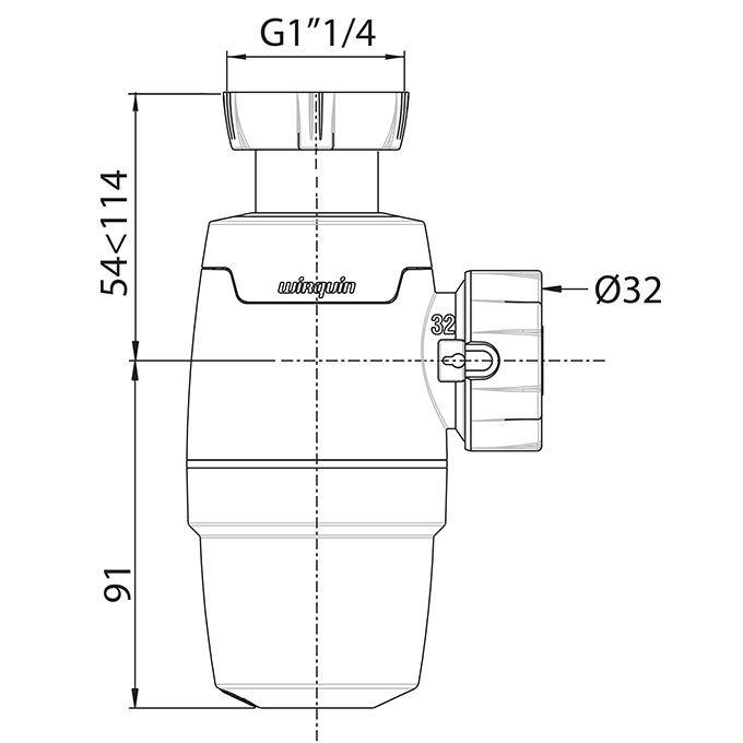 Siphon de lavabo Néo Air Ø32 mm + prise Machine à laver - WIRQUIN