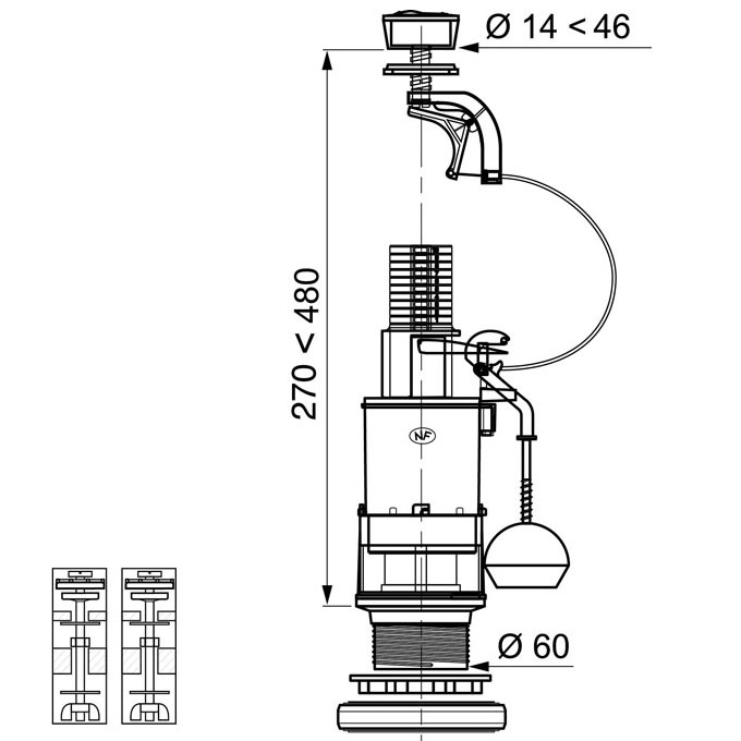 EASY, mécanisme de wc double chasse à câble - Wirquin