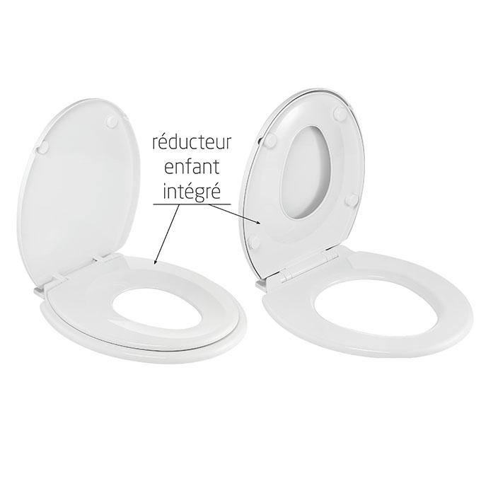 Abattant WC duroplast blanc avec réducteur enfant intégré Handson