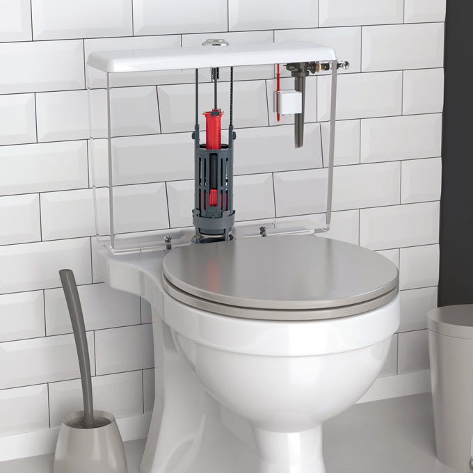 Mécanisme de chasse WC double poussoir avec robinet flotteur