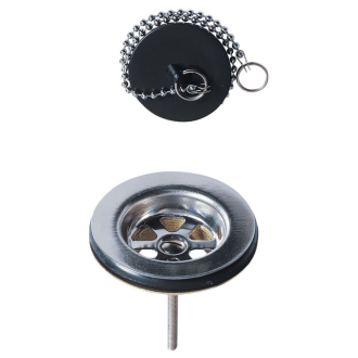 Bonde à bouchon pour évier 1 bac Ø60 (grès ou synthèse) sans trop-plein